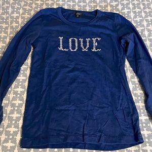 J Crew Cross Stitch Love Shirt XS Long Sleeve